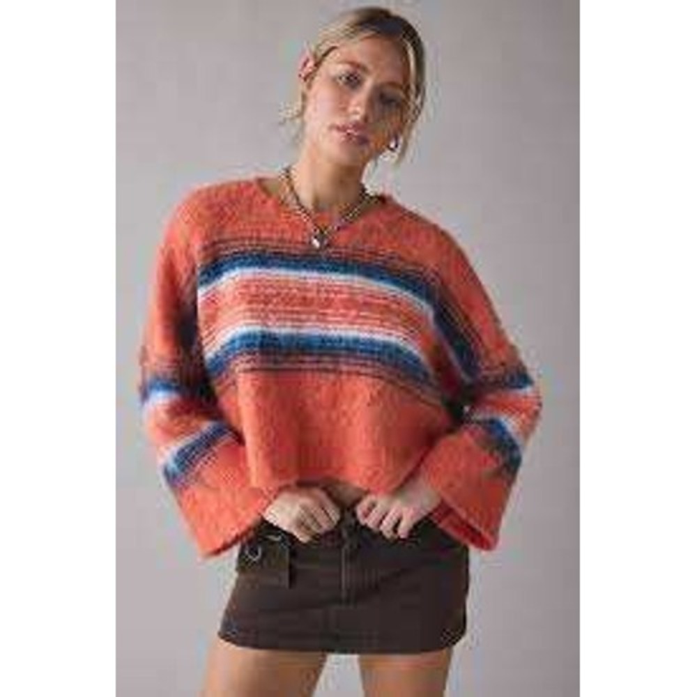 BDG Urban Outfitters Bailey Brushed Striped Pullover Sweater Orange Size NWT XL